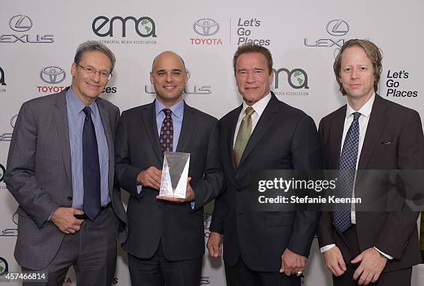Producers David Gelber, Daniel Abbasi, honoree Arnold Schwarzenegger and producer Joel Bach attend the 24th Annual Environmental Media Awards...