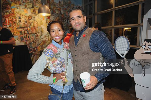 Producer/Host of What's New In New York Maria Taylor and Ramon Cortes attend the American Dad Sneaker Launch at the Adidas Originals Store on October...