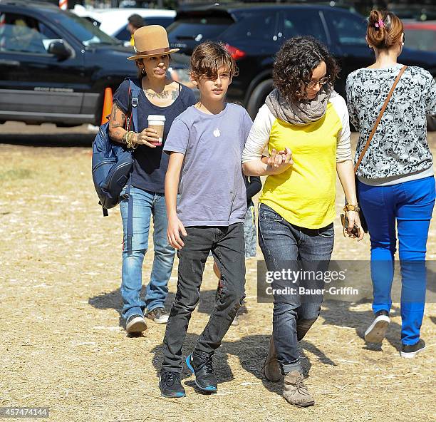 Sara Gilbert and Linda Perry are seen on October 18, 2014 in Los Angeles, California.