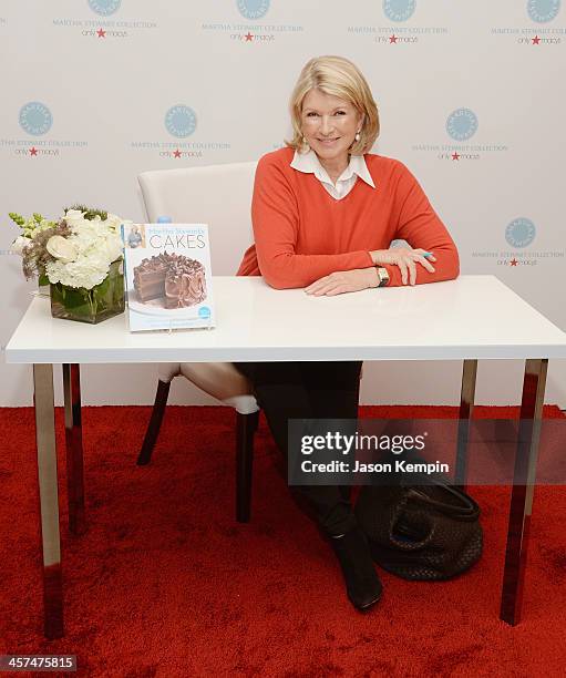 Martha Stewart attends a holiday book signing for her new book "Martha Stewart's Cakes" at Macy's on December 17, 2013 in Pasadena, California.