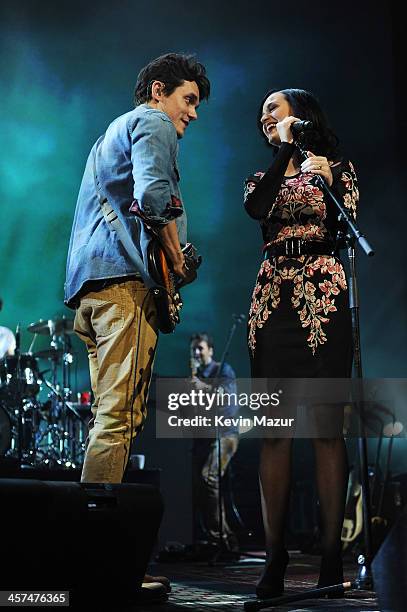 John Mayer and Katy Perry perform at Barclays Center of Brooklyn on December 17, 2013 in New York City.