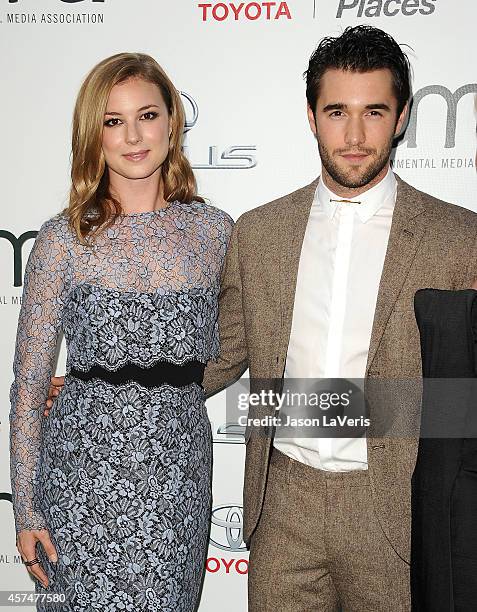 Actress Emily VanCamp and actor Josh Bowman attend the 2014 Environmental Media Awards at Warner Bros. Studios on October 18, 2014 in Burbank,...