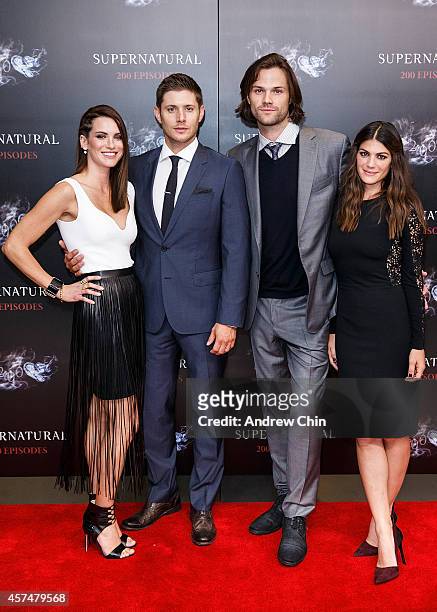Actress Danneel Ackles, Actor Jensen Ackles, Actor Jared Padalecki and Actress Genevieve Padalecki celebrate the 200th episode of 'Supernatural' at...