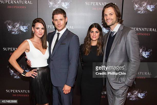 Actors Danneel Ackles, Jensen Ackles, Genevieve Cortes and Jared Padalecki attend the "Supernatural" 200th episode celebration at the Fairmont...