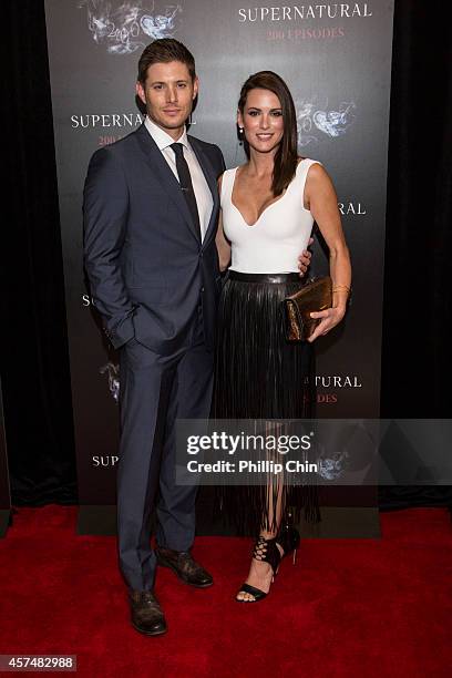 Actors Jensen Ackles and Danneel Ackles attend the "Supernatural" 200th episode celebration at the Fairmont Pacific Rim Hotel on October 18, 2014 in...