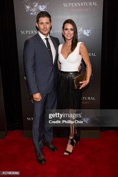 Actors Jensen Ackles and Danneel Ackles attend the "Supernatural" 200th episode celebration at the Fairmont Pacific Rim Hotel on October 18, 2014 in...