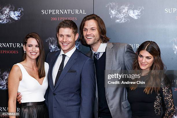 Actress Danneel Ackles, Actor Jensen Ackles, Actor Jared Padalecki and Actress Genevieve Padalecki celebrate the 200th episode of 'Supernatural' at...