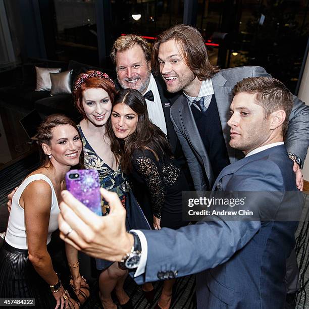 Actress Danneel Ackles, Actress Felicia Day, Actress Genevieve Padalecki, Producer Jim Michaels, Actor Jared Padalecki and Actor Jensen Ackles take a...