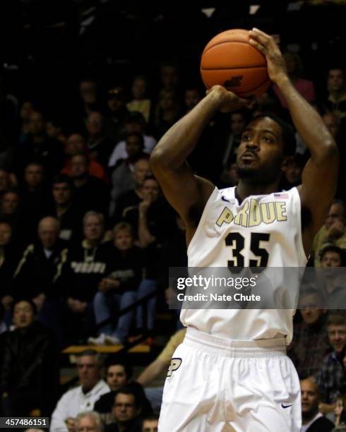 Raphael Davis of the Purdue Boilermakers shoots the ball during a game against the Eastern Michigan Eagles on December 7, 2013 at Mackey Arena in...