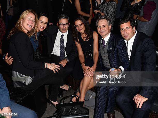 Leslie Sloane, Haley Binn, Adam Weinberg, Katie Holmes, DuJour Media Founder Jason Binn and Adam Schweitzer pose circa September 2014 in New York...