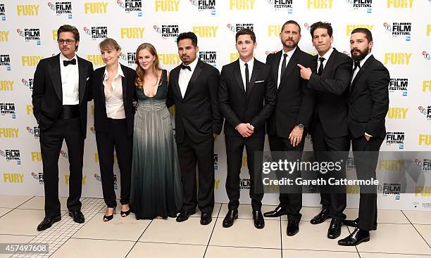 Brad Pitt, Anamaria Marinca, Alicia von Rittberg, Michael Pena, Logan Lerman, director David Ayer, Jon Bernthal and Shia LeBeouf attend the closing...