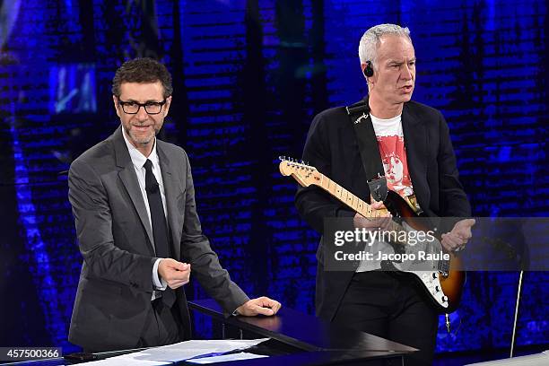 Fabio Fazio and John McEnroe attend 'Che Tempo Che Fa' Italian Tv Show on October 16, 2014 in Milan, Italy.