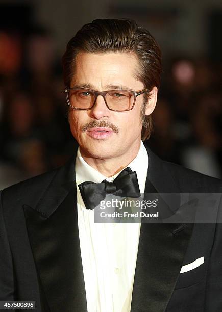 Brad Pitt attends the 'Fury' closing gala at Odeon Leicester Square on October 19, 2014 in London, England.