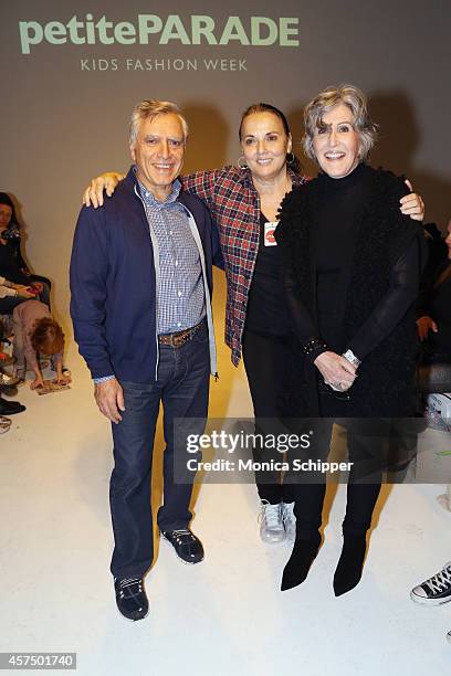 Ezra Dabah, Francesca Sorrenti and designer Nina Miner pose before the Ruum preview at petitePARADE / Kids Fashion Week at Bathhouse Studios on...