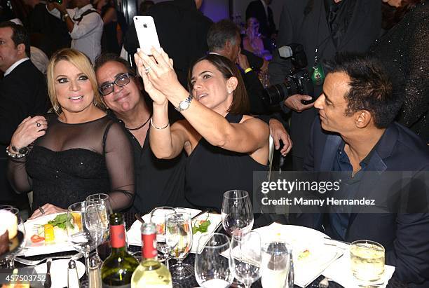 Ednita Nazario, Richard Jay Alexander, Maritere Secada and Jon Secada attends Latin Songwriters Hall Of Fame La Musa Awards at Ritz Carlton South...