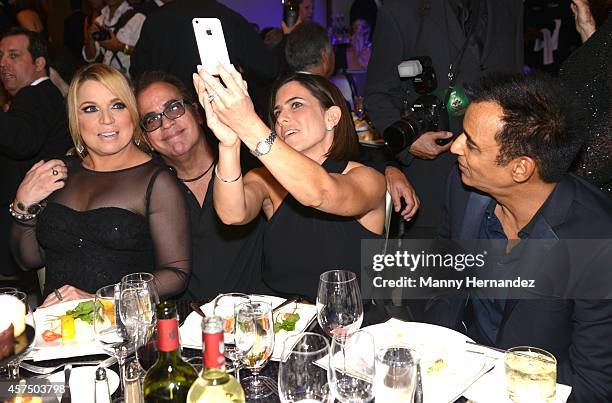 Ednita Nazario, Richard Jay Alexander, Maritere Secada and Jon Secada attends Latin Songwriters Hall Of Fame La Musa Awards at Ritz Carlton South...