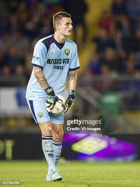 Goalkeeper Martin Hansen of ADO Den Haag during the Dutch Eredivisie match between NAC Breda and ADO Den Haag at Rat Verlegh stadium on October 18,...