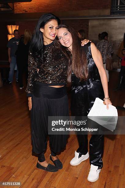 Designer Bonnie Young and Donna D'Cruz pose before the Bonnie Young preview at petitePARADE / Kids Fashion Week at Bathhouse Studios on October 19,...