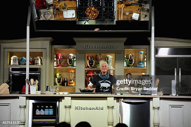 Chef Anne Burrell conducts a culinary presentation on KitchenAid stage at the Grand Tasting presented by ShopRite featuring KitchenAid® culinary...