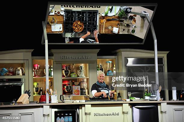 Chef Anne Burrell conducts a culinary presentation on KitchenAid stage at the Grand Tasting presented by ShopRite featuring KitchenAid® culinary...