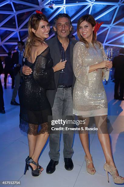 Silvia Squizzato, Enrico Lo Verso and Laura Squizzato attend the Party Lanterna Di Fuksas during the 9th Rome Film Festival on October 19, 2014 in...