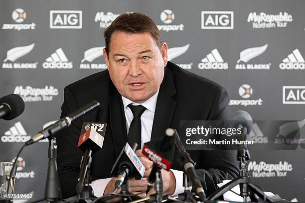 All Blacks coach Steve Hansen announces the All Blacks squad for the MyRepublic Nothern Tour to the US, England, Scotland and Wales on October 20,...