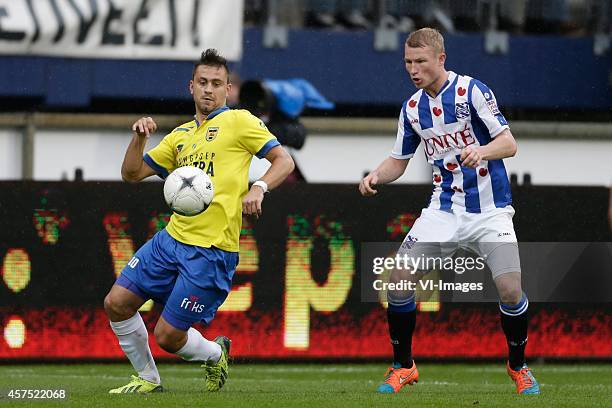 Dejan Meleg of Cambuur Leeuwarden, Doke Schmidt of sc Heerenveen during the Dutch Eredivisie match between sc Heerenveen and SC Cambuur Leeuwarden at...