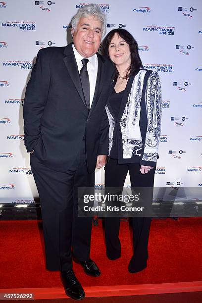 Jay Leno and Mavis Leno walks the red carpet during the 2014 Kennedy Center's Mark Twain Prize For Americacn Humor at The John F. Kennedy Center for...