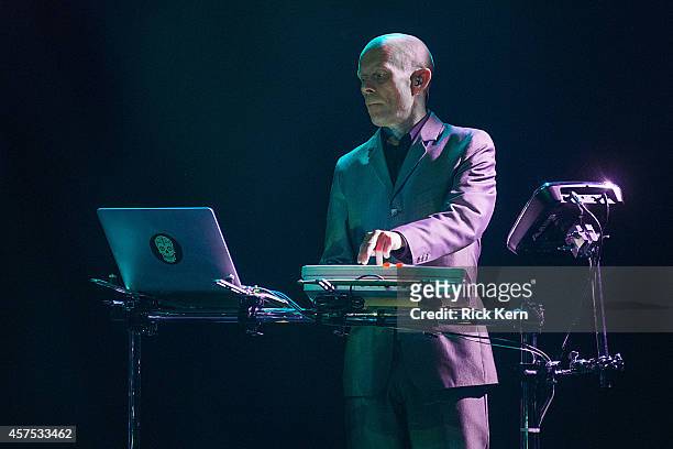 Musician/vocalist Vince Clarke of Erasure performs in concert at ACL Live on October 19, 2014 in Austin, Texas.
