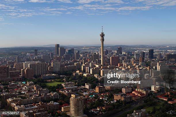 The Hillbrow Telkom tower stands on the city skyline in the Hillbrow district of Johannesburg, South Africa, on Saturday, Dec. 14, 2013. While...