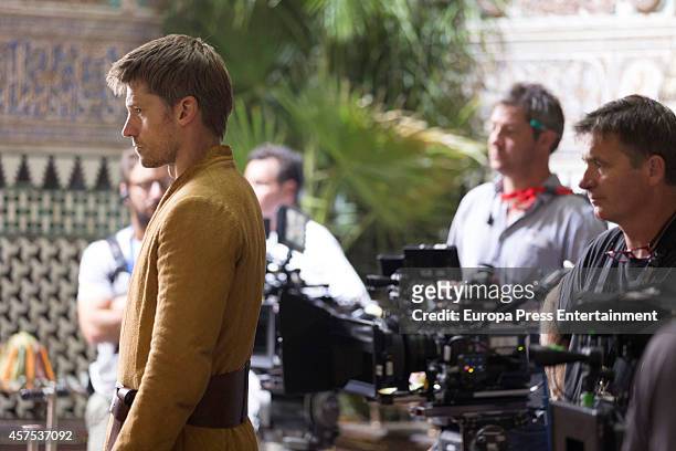 Nikolaj Coster-Waldau is seen on the set filming 'Game of Thrones' at Real Alcazar on October 19, 2014 in Seville, Spain.