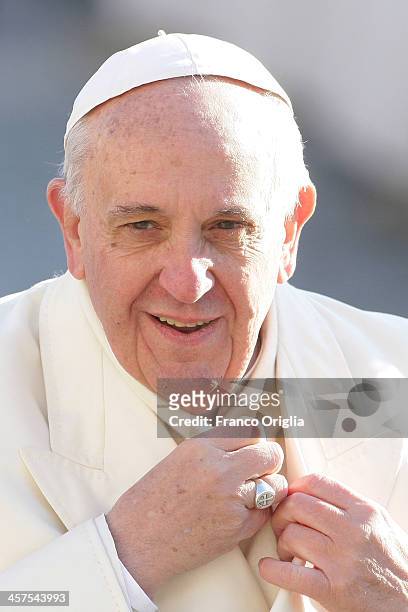 Pope Francis holds his weekly Audience in St. Peter's Square on December 18, 2013 in Vatican City, Vatican. During the Audience the Holy Father...