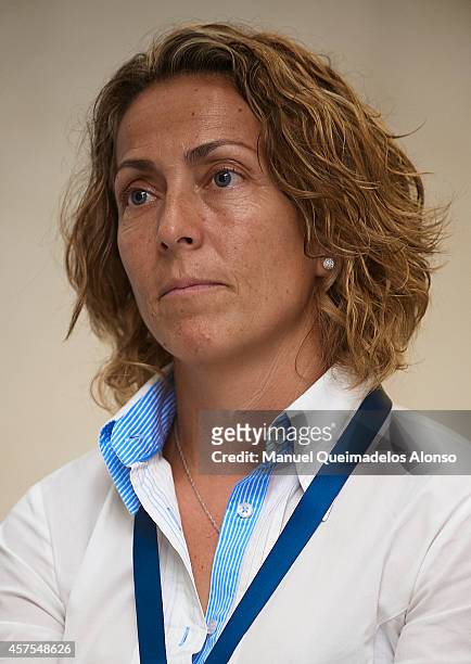 Gala Leon, captain of the Spanish Davis Cup team attends day one of the ATP 500 World Tour Valencia Open tennis tournament at the Ciudad de las Artes...