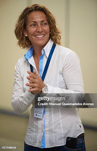 Gala Leon, captain of the Spanish Davis Cup team attends day one of the ATP 500 World Tour Valencia Open tennis tournament at the Ciudad de las Artes...