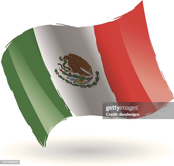 mexico flag waving - golden eagle stock illustrations