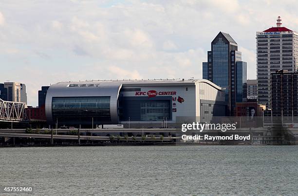 Yum Center, home of the Louisville Cardinals basketball team as photographed from the Ohio River Greenway on October 03, 2014 in Clarksville, Indiana.