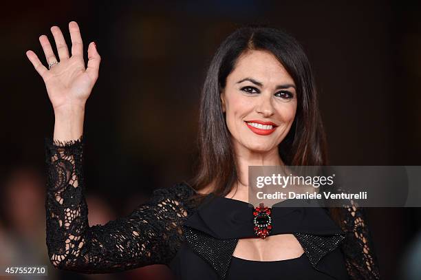 Maria Grazia Cucinotta attends 'Obra' Red Carpet during the 9th Rome Film Festival at Auditorium Parco Della Musica on October 20, 2014 in Rome,...