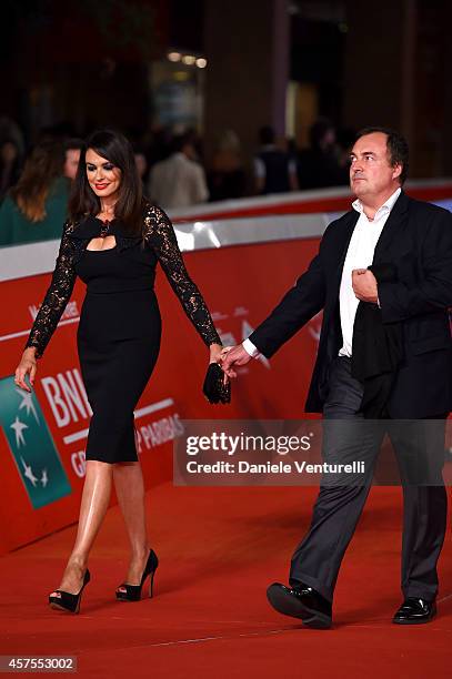 Maria Grazia Cucinotta and Giulio Violati attend the 'Obra' Red Carpet during the 9th Rome Film Festival on October 20, 2014 in Rome, Italy.
