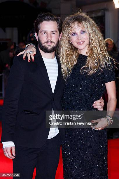 Juno Temple and Michael Angarano attend the UK Premiere of "Horns" at Odeon West End on October 20, 2014 in London, England.