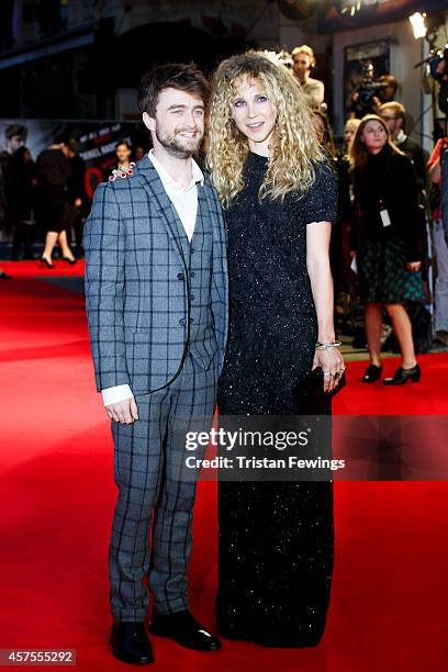 Daniel Radcliffe and Juno Temple attends the UK Premiere of "Horns" at Odeon West End on October 20, 2014 in London, England.