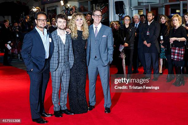 Riza Aziz; Daniel Radcliffe; Juno Temple and Joey McFarland attend the UK Premiere of "Horns" at Odeon West End on October 20, 2014 in London,...