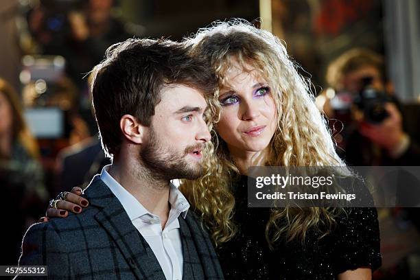 Daniel Radcliffe and Juno Temple attends the UK Premiere of "Horns" at Odeon West End on October 20, 2014 in London, England.