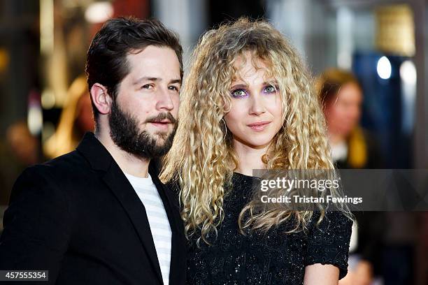 Juno Temple and Michael Angarano attend the UK Premiere of "Horns" at Odeon West End on October 20, 2014 in London, England.