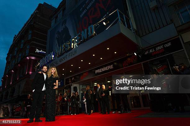 Juno Temple and Michael Angarano attend the UK Premiere of "Horns" at Odeon West End on October 20, 2014 in London, England.