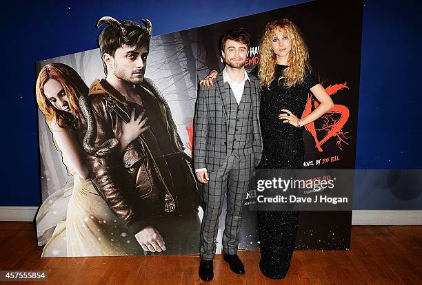 Daniel Radcliffe and Juno Temple attend the UK Premiere of "Horns" at Odeon West End on October 20, 2014 in London, England.