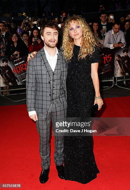 Daniel Radcliffe and Juno Temple attend the UK Premiere of "Horns" at Odeon West End on October 20, 2014 in London, England.