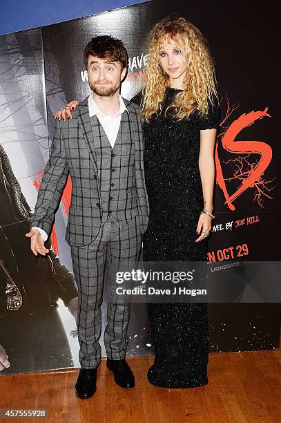 Daniel Radcliffe and Juno Temple attend the UK Premiere of "Horns" at Odeon West End on October 20, 2014 in London, England.