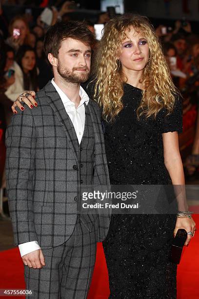Daniel Radcliffe and Juno Temple attend the 'Horns' premiere at Odeon West End on October 20, 2014 in London, England.