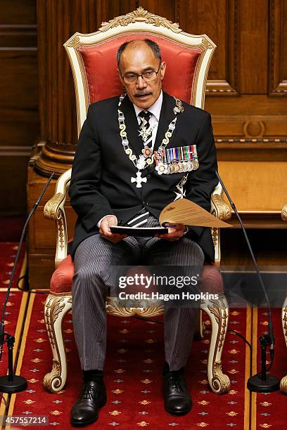 Governor-General Sir Jerry Mateparae gives his speech from the throne during the 51st Parliament's State Opening Ceremony at Parliament on October...