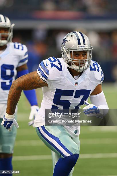 DeVonte Holloman of the Dallas Cowboys at AT&T Stadium on October 19, 2014 in Arlington, Texas.